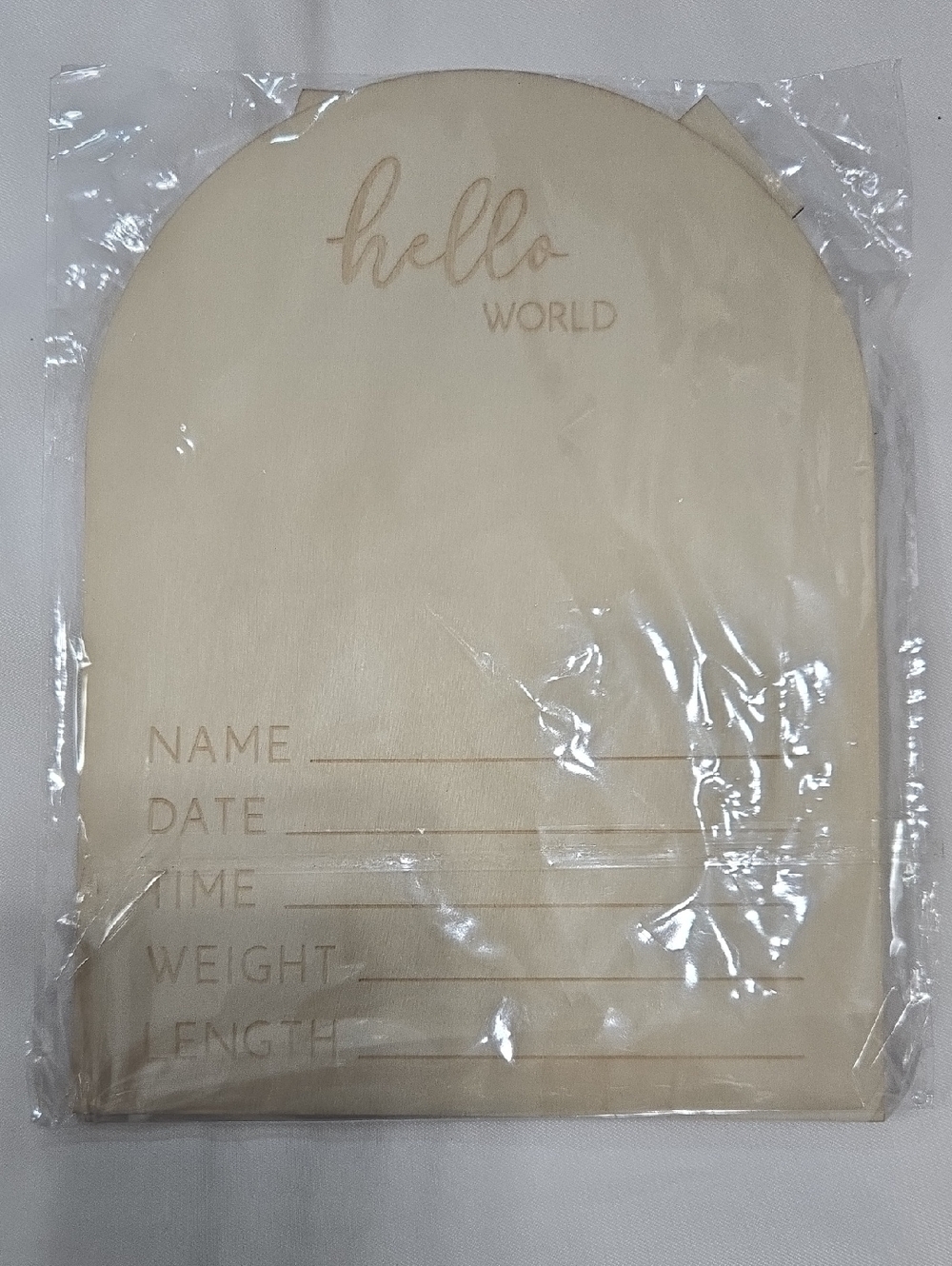 Hello World Wooden Baby Milestone Board - Natural